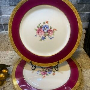 Vintage Paragon Fuchsia And Rose Pattern With Gold Trim dinner Plates (6)